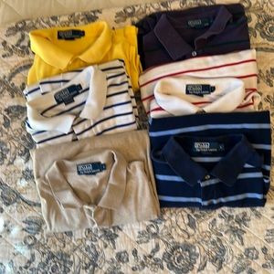 Six men’s polo shirt size large various colors